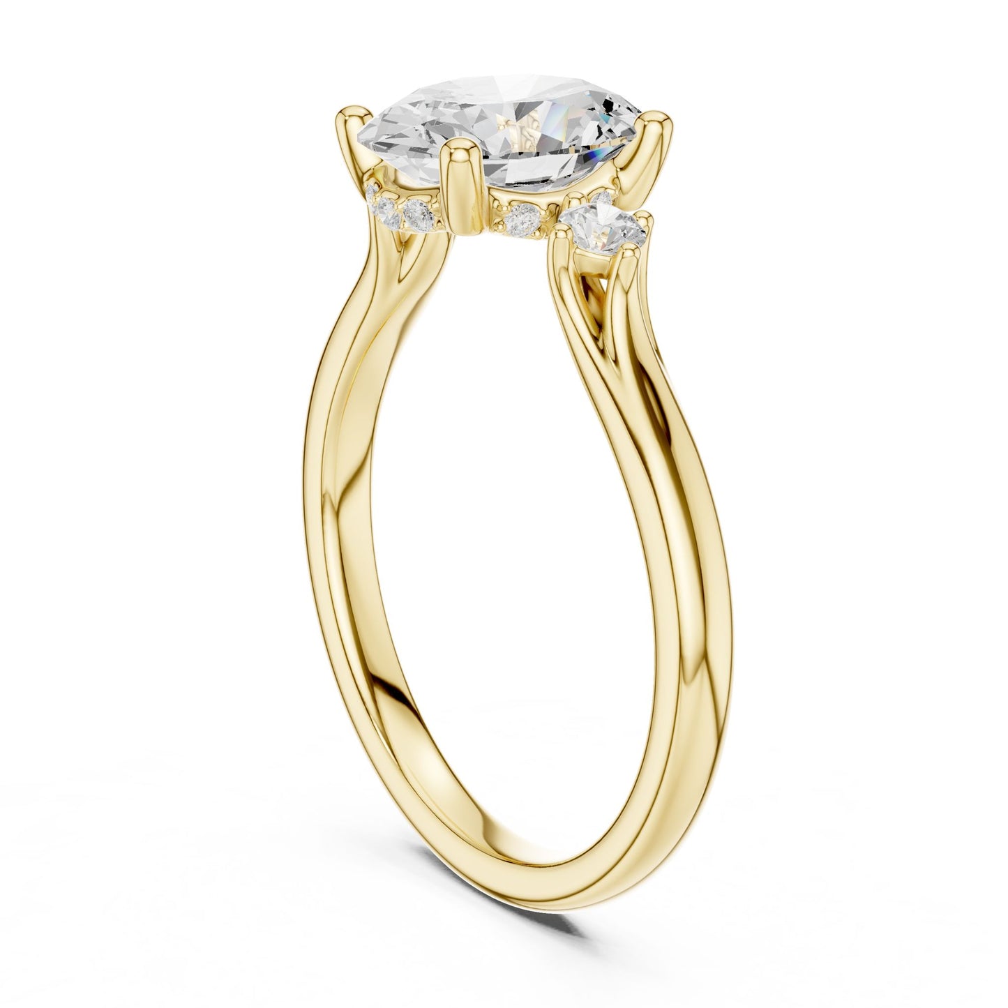 Round Lab Grown Diamond Three-Stone Engagement Ring