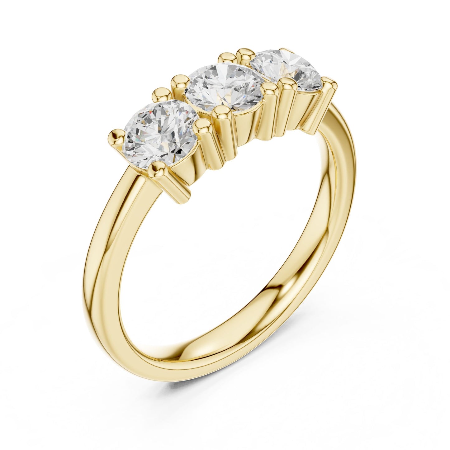 Round Lab Grown Diamond Three-Stone Engagement Ring