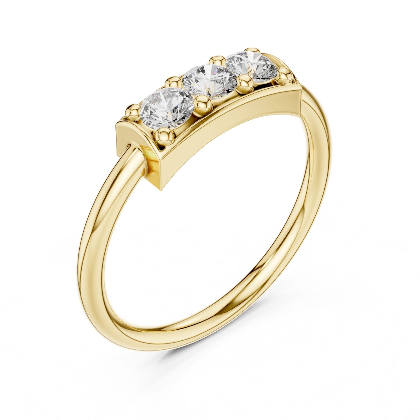 Round Lab Grown Diamond Three-Stone Engagement Ring