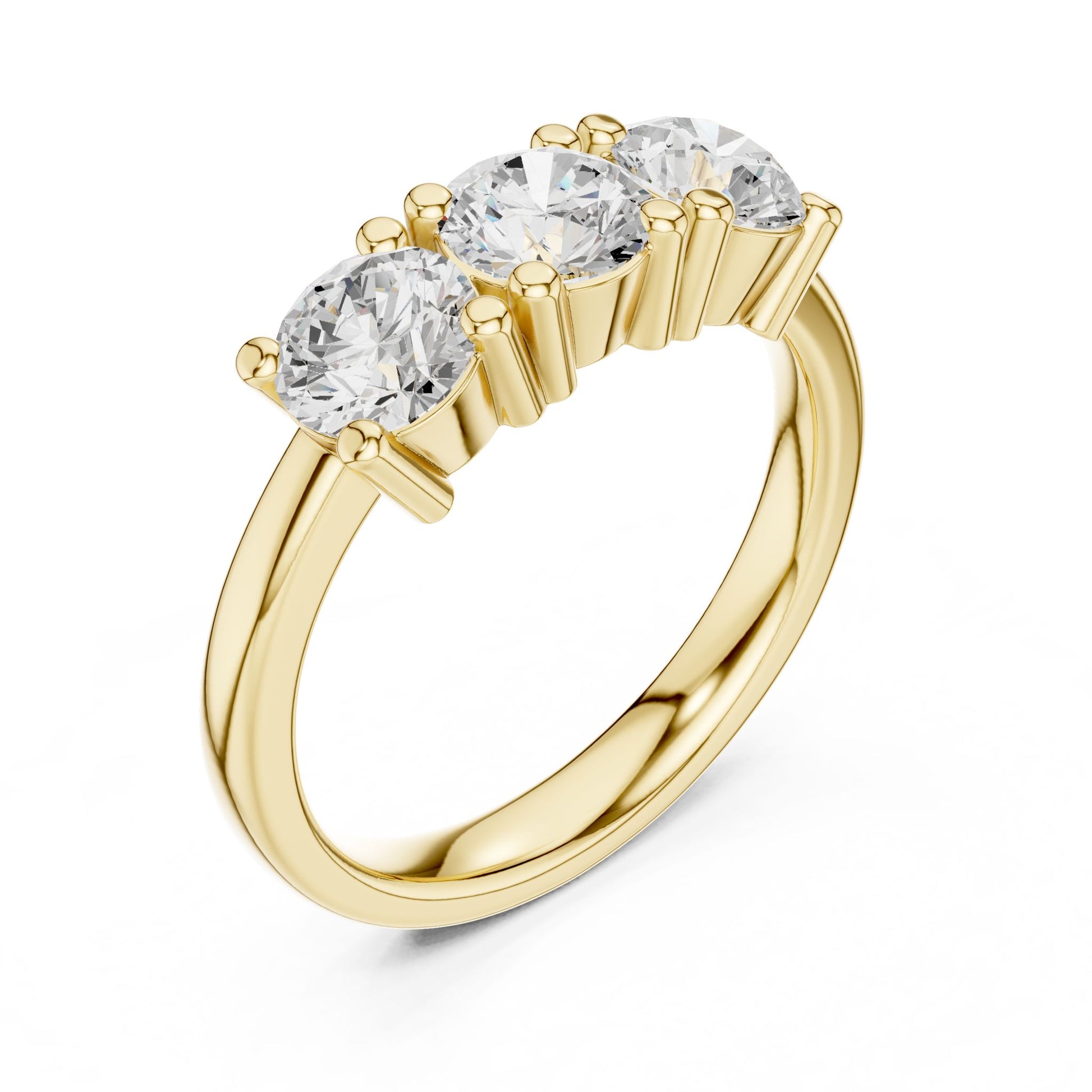 Round Lab Grown Diamond Three-Stone Engagement Ring