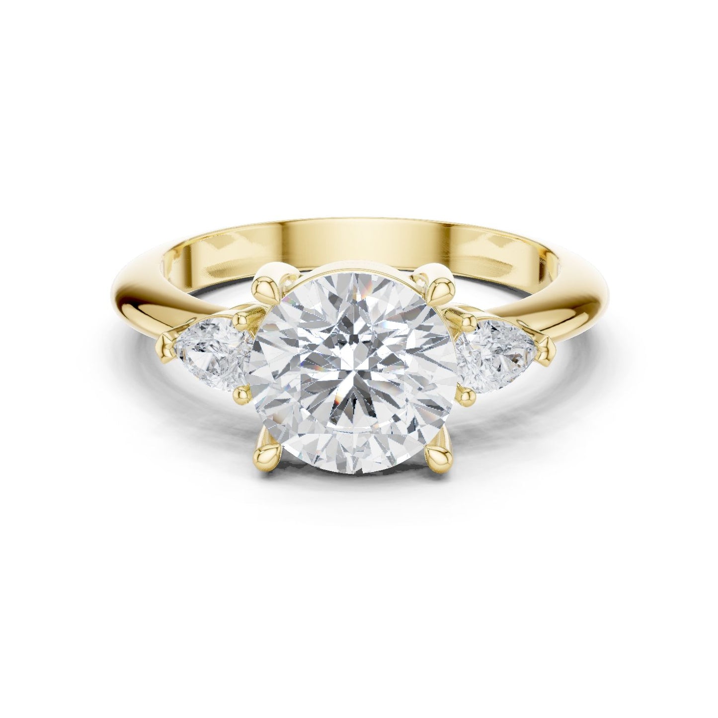 Round Lab Grown Diamond Three-Stone Engagement Ring