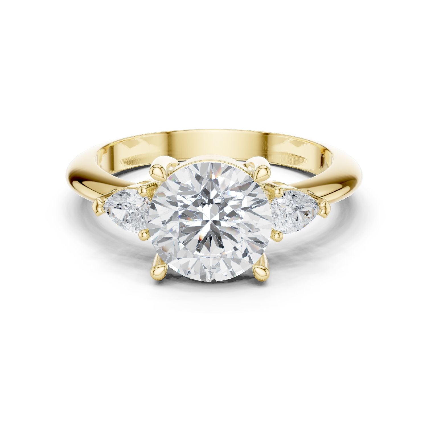 Round Lab Grown Diamond Three-Stone Engagement Ring