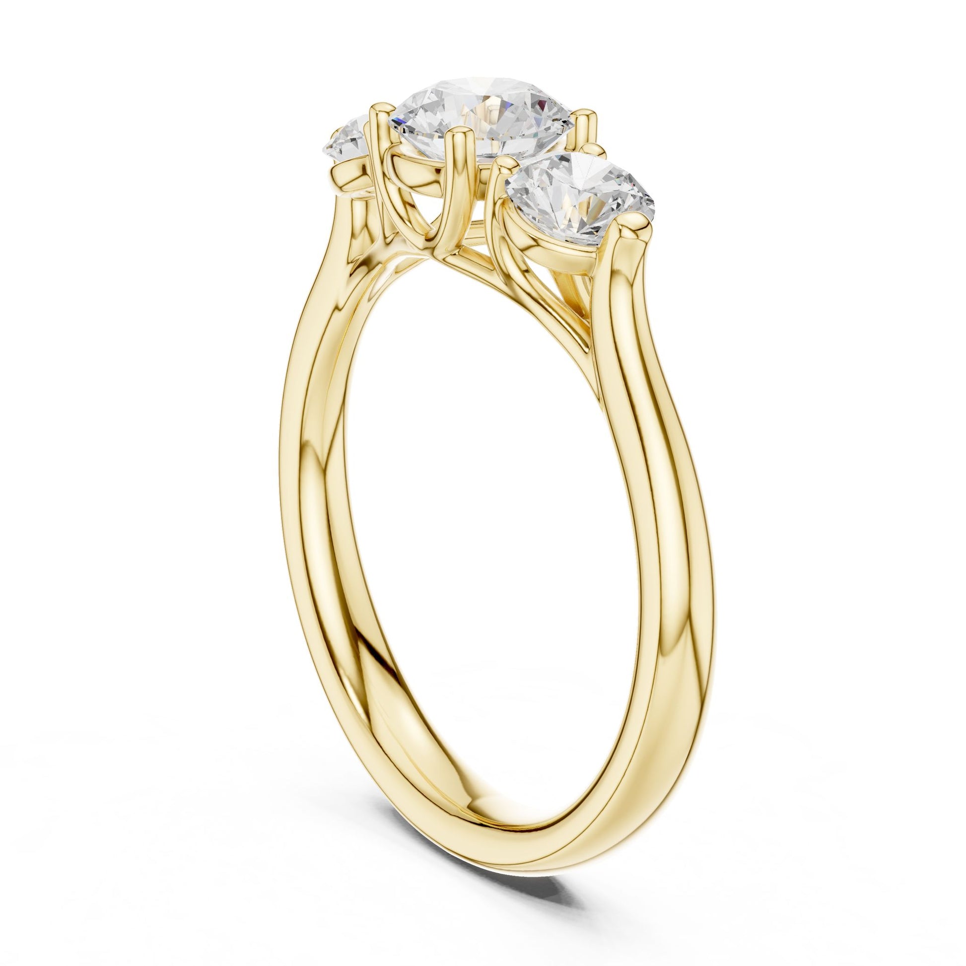 Round Lab Grown Diamond Three-Stone Engagement Ring