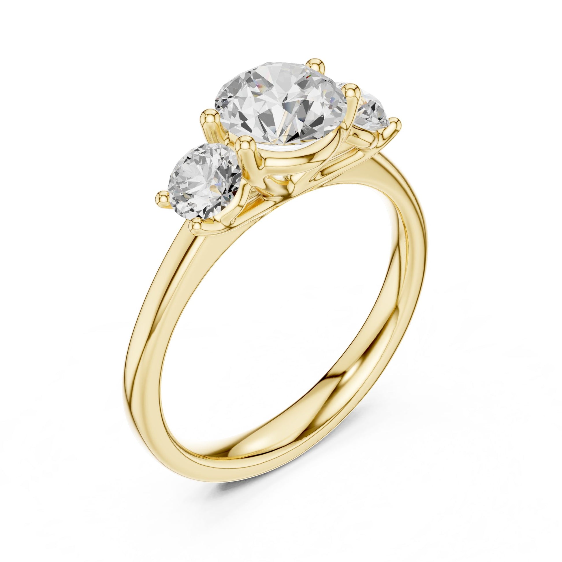 Round Lab Grown Diamond Three-Stone Engagement Ring