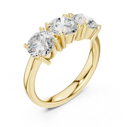 Round Lab Grown Diamond Three-Stone Engagement Ring