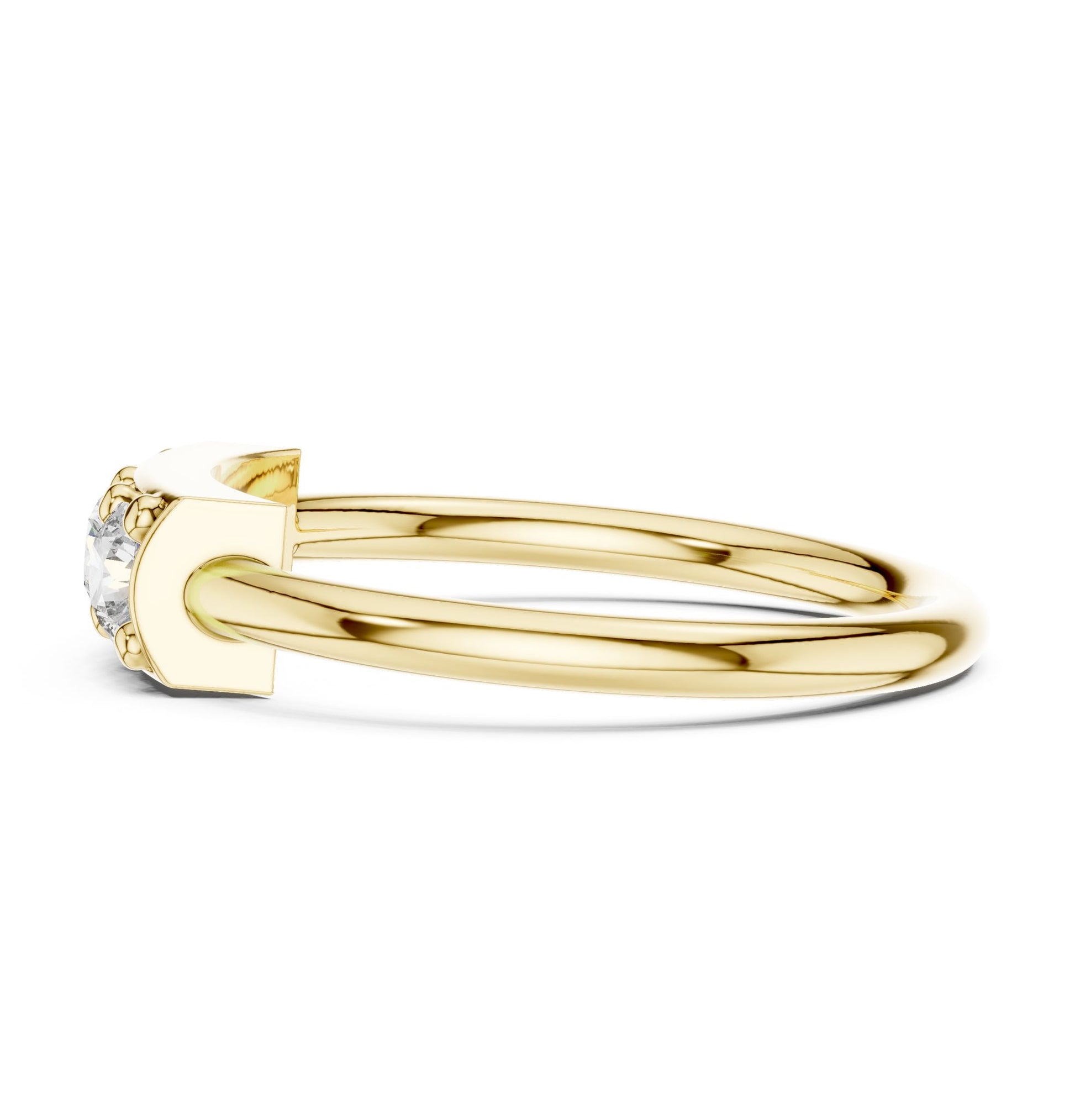 Round Lab Grown Diamond Three-Stone Engagement Ring