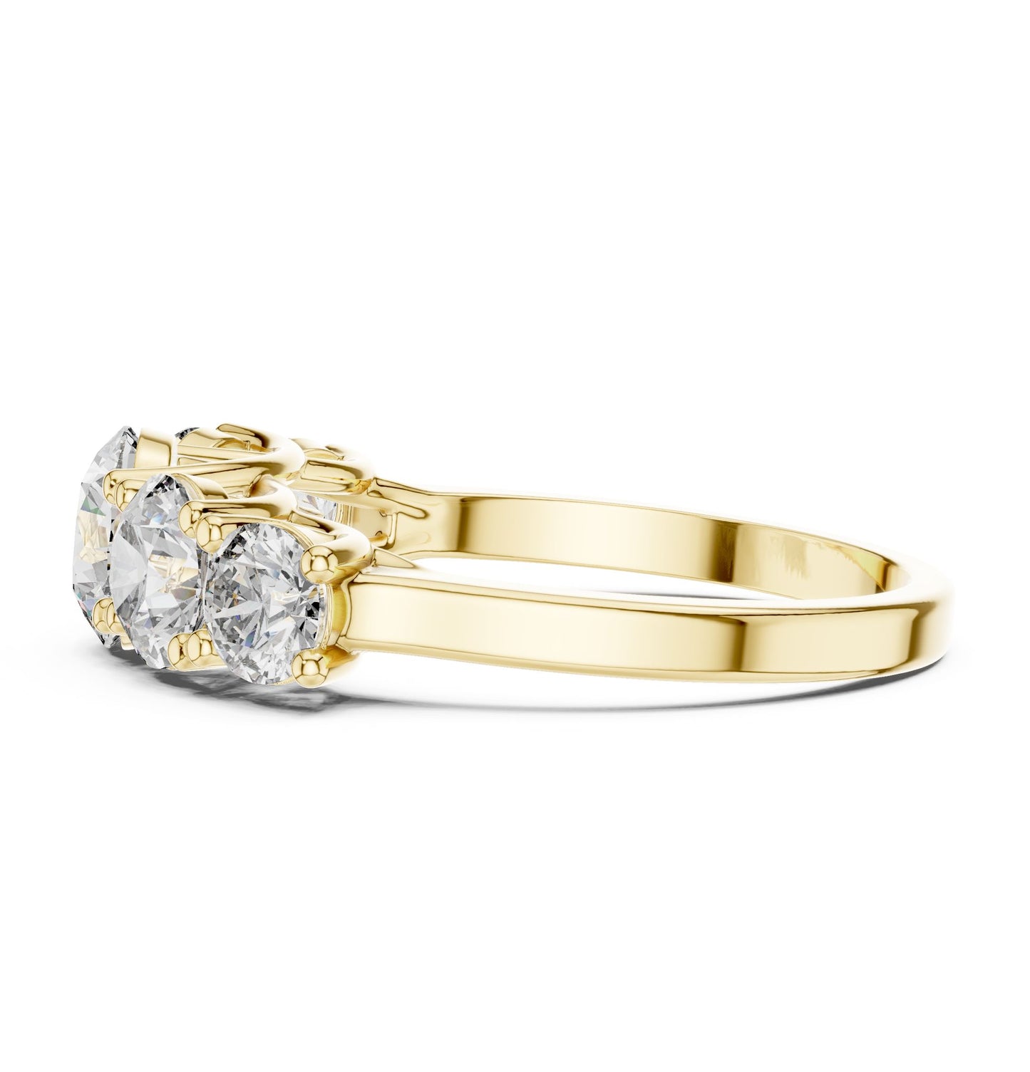 Round Lab Grown Diamond Three-Stone Engagement Ring