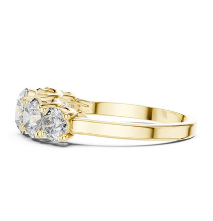 Round Lab Grown Diamond Three-Stone Engagement Ring