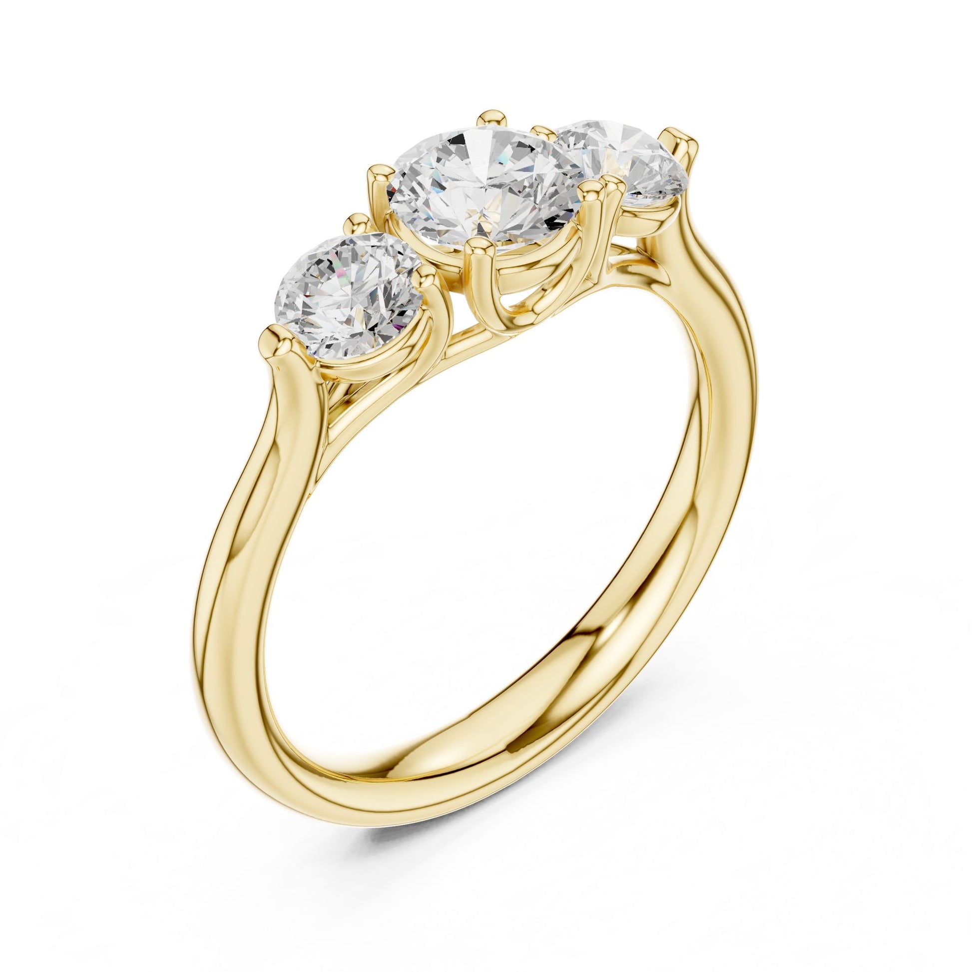 Round Lab Grown Diamond Three-Stone Engagement Ring