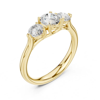 Round Lab Grown Diamond Three-Stone Engagement Ring
