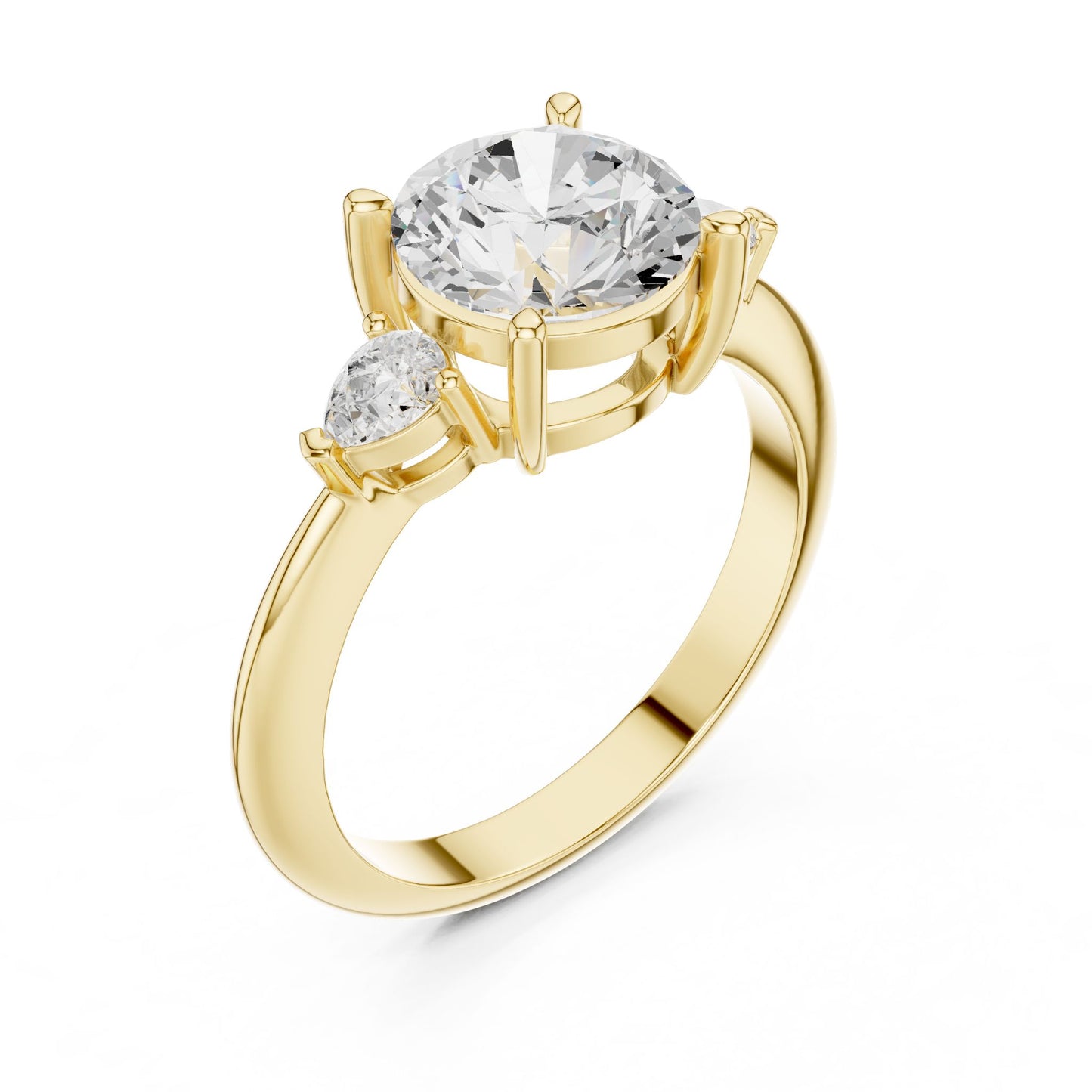 Round Lab Grown Diamond Three-Stone Engagement Ring