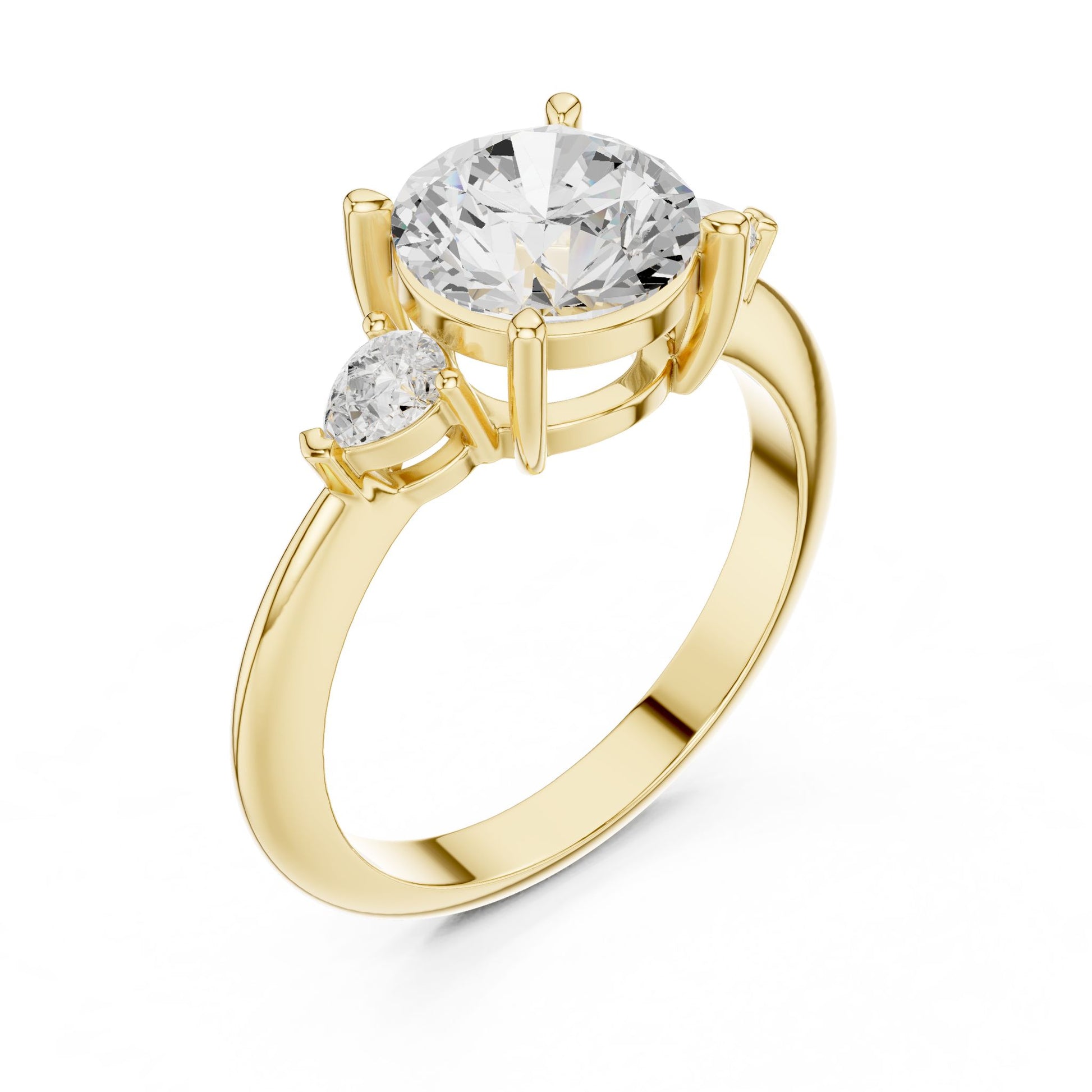 Round Lab Grown Diamond Three-Stone Engagement Ring