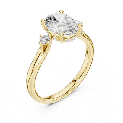 Round Lab Grown Diamond Three-Stone Engagement Ring