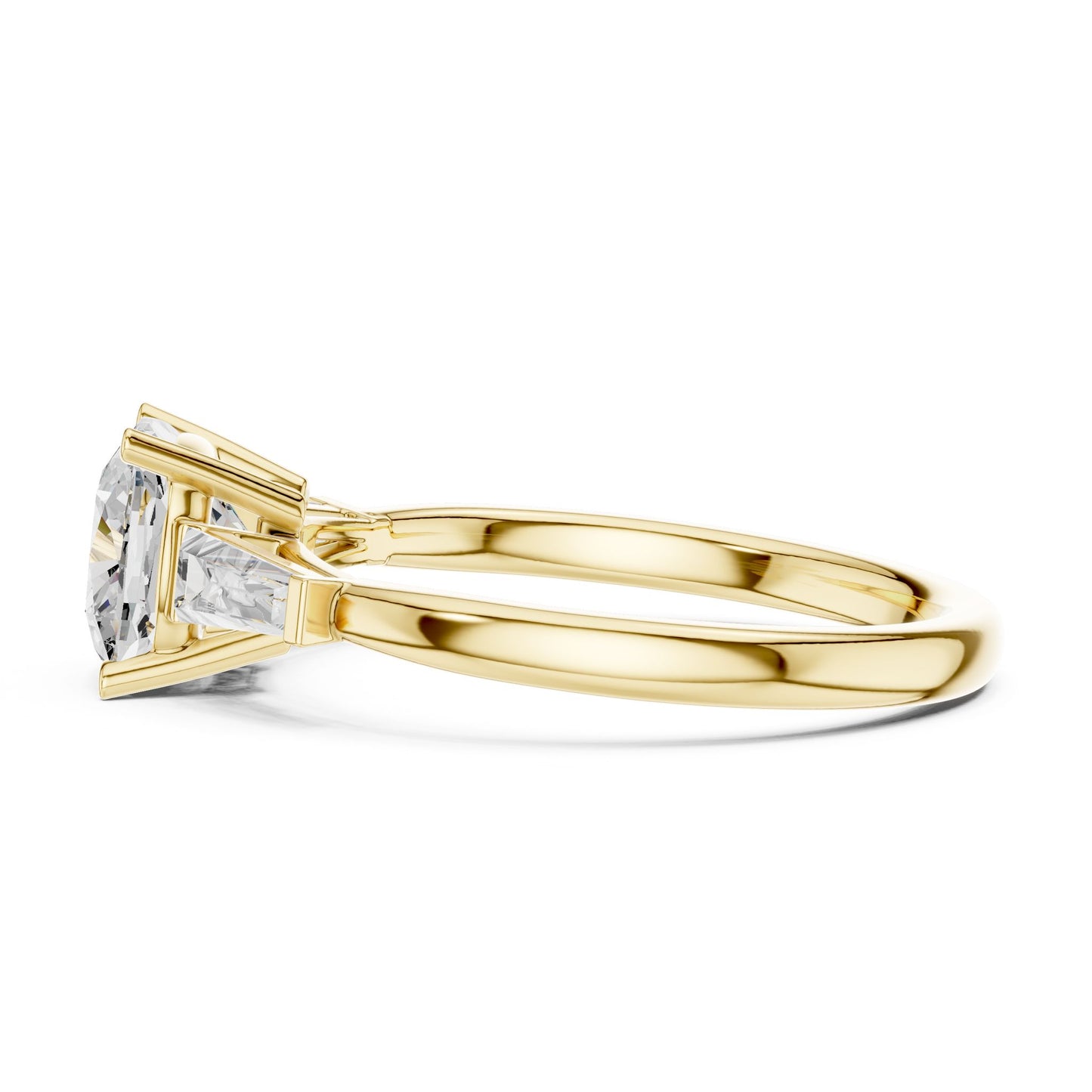 Round Lab Grown Diamond Three-Stone Engagement Ring