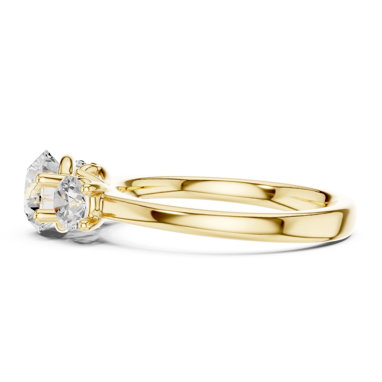 Round Lab Grown Diamond Three-Stone Engagement Ring