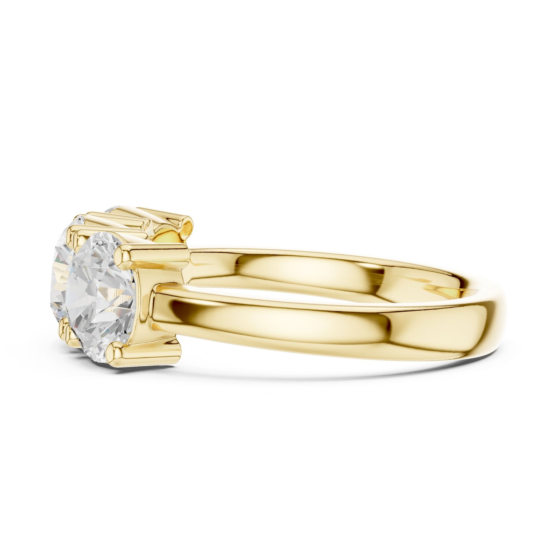 Round Lab Grown Diamond Three-Stone Engagement Ring