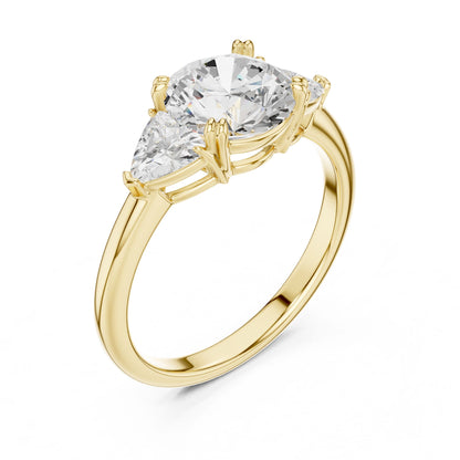 Round Lab Grown Diamond Three-Stone Engagement Ring