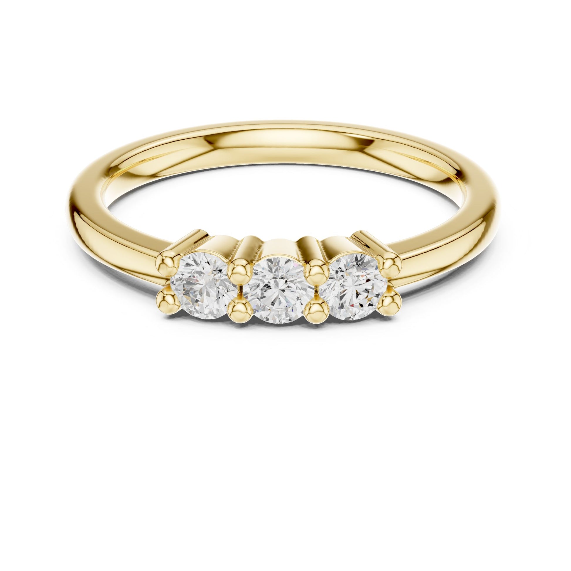 Round Lab Grown Diamond Three-Stone Engagement Ring