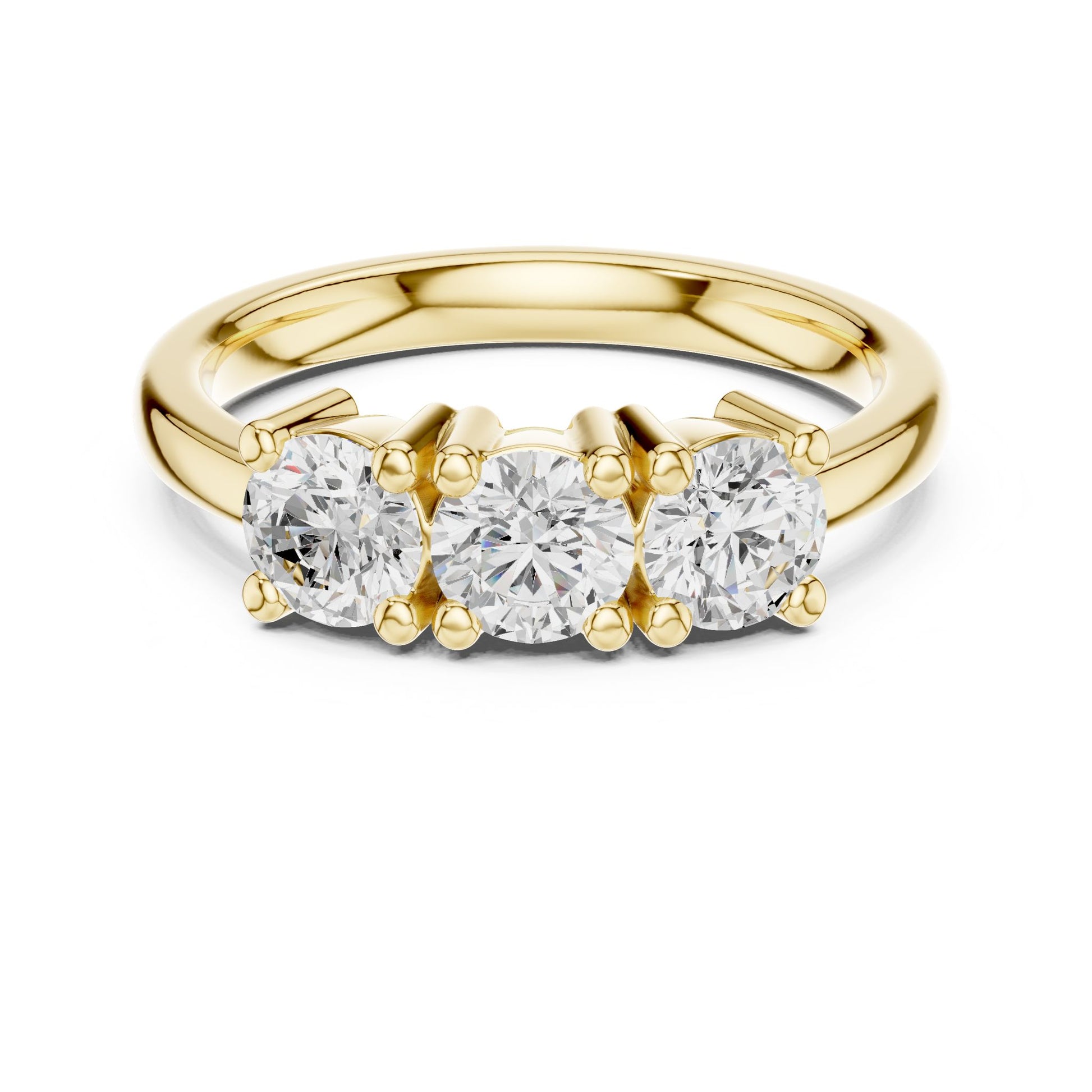 Round Lab Grown Diamond Three-Stone Engagement Ring