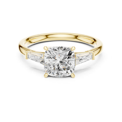 Round Lab Grown Diamond Three-Stone Engagement Ring