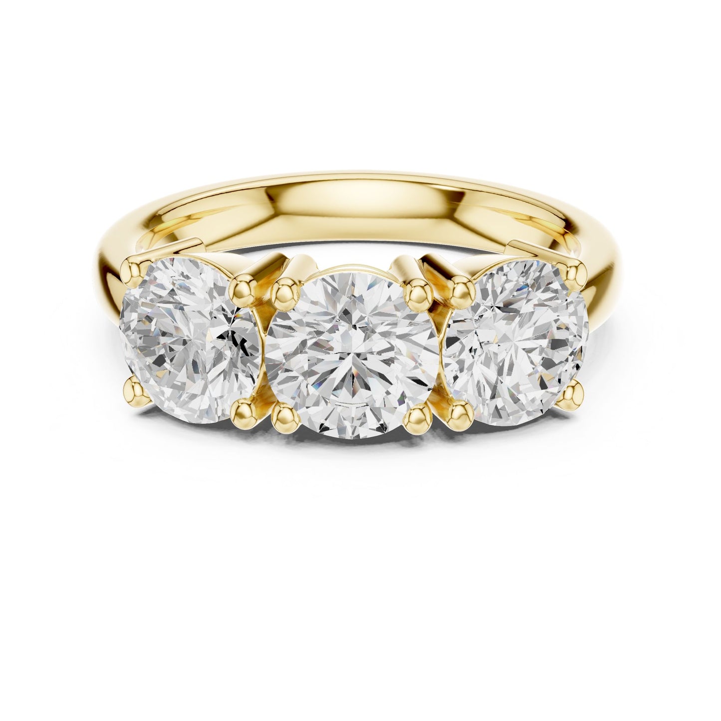 Round Lab Grown Diamond Three-Stone Engagement Ring