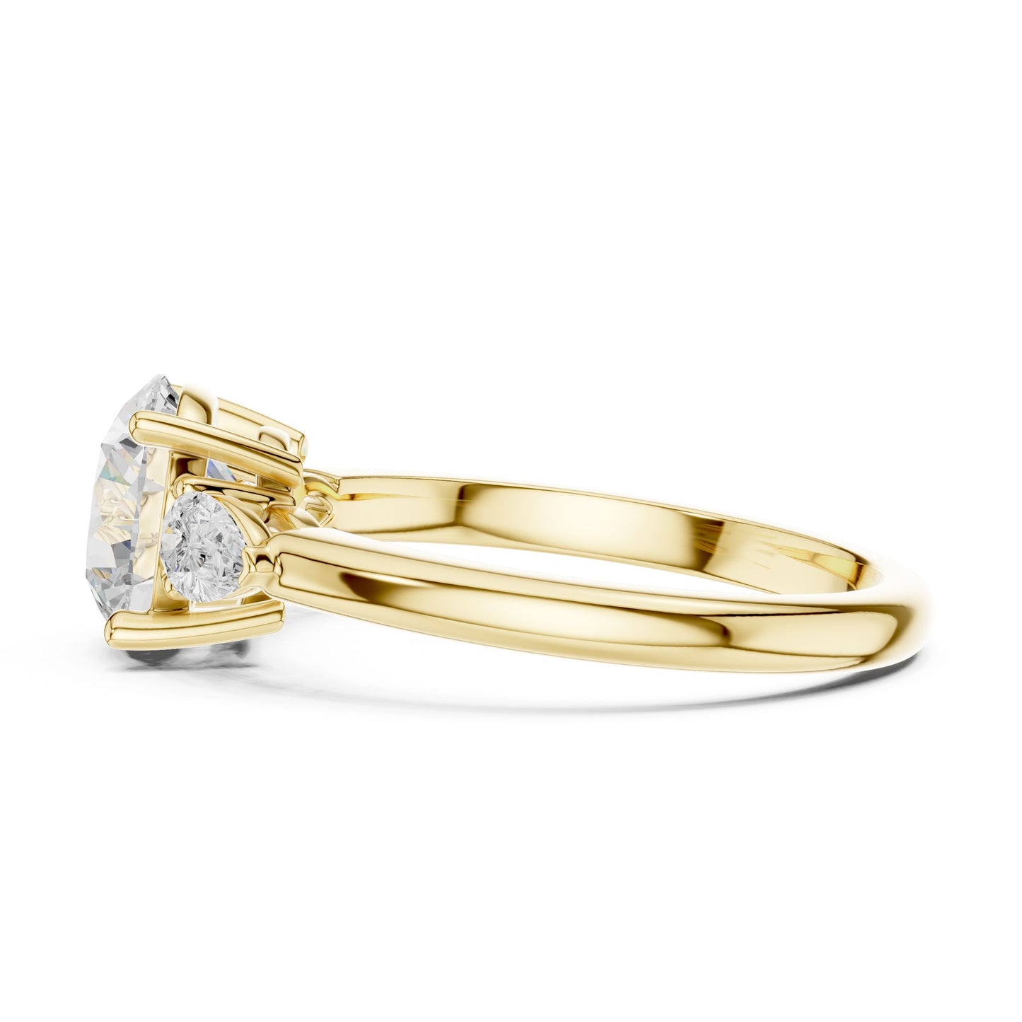 Round Lab Grown Diamond Three-Stone Engagement Ring
