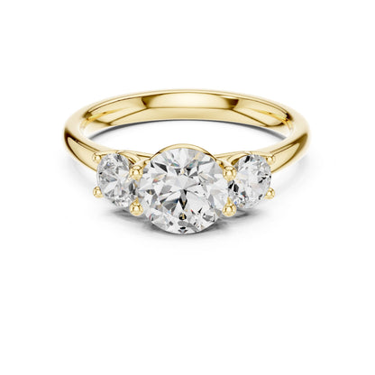Round Lab Grown Diamond Three-Stone Engagement Ring