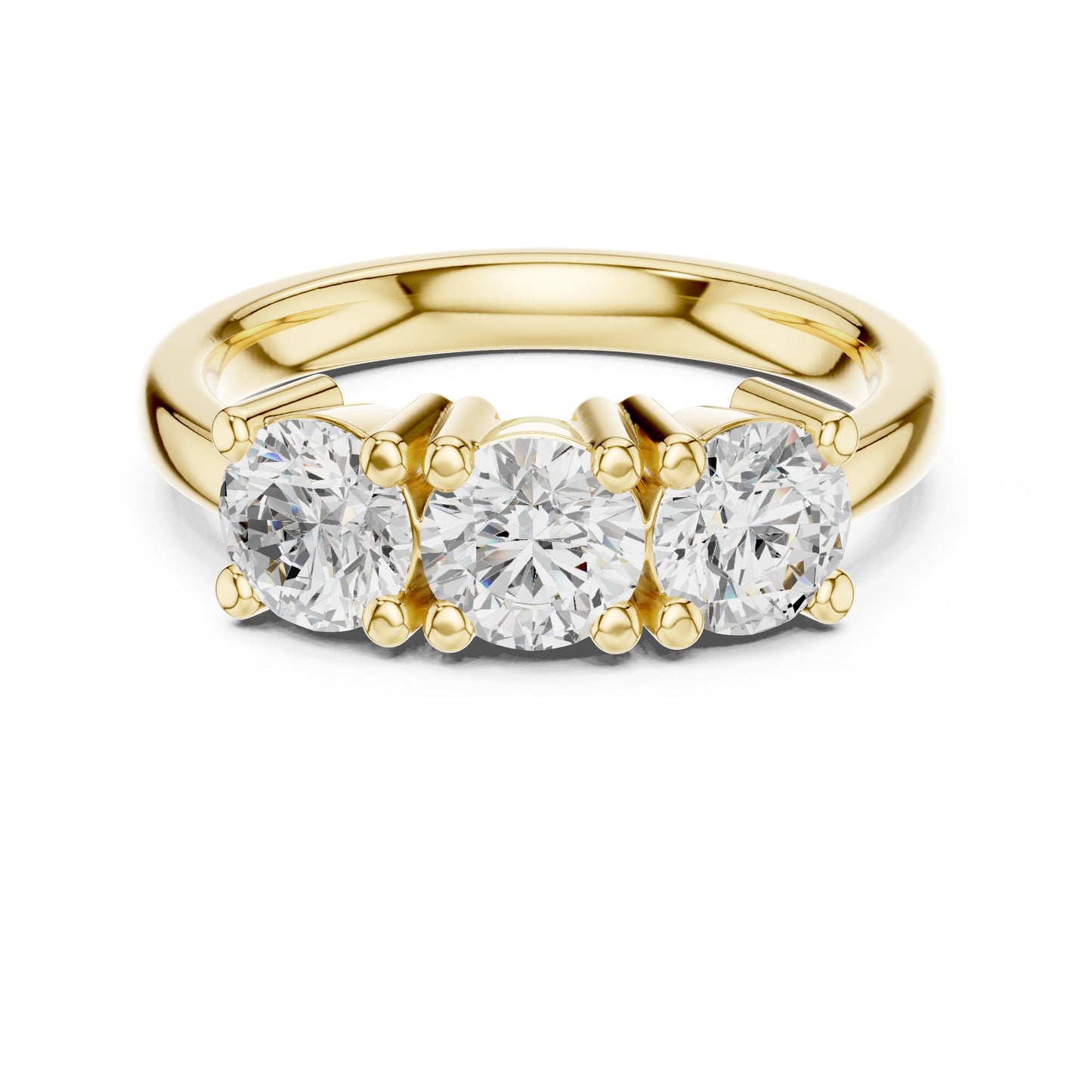 Round Lab Grown Diamond Three-Stone Engagement Ring