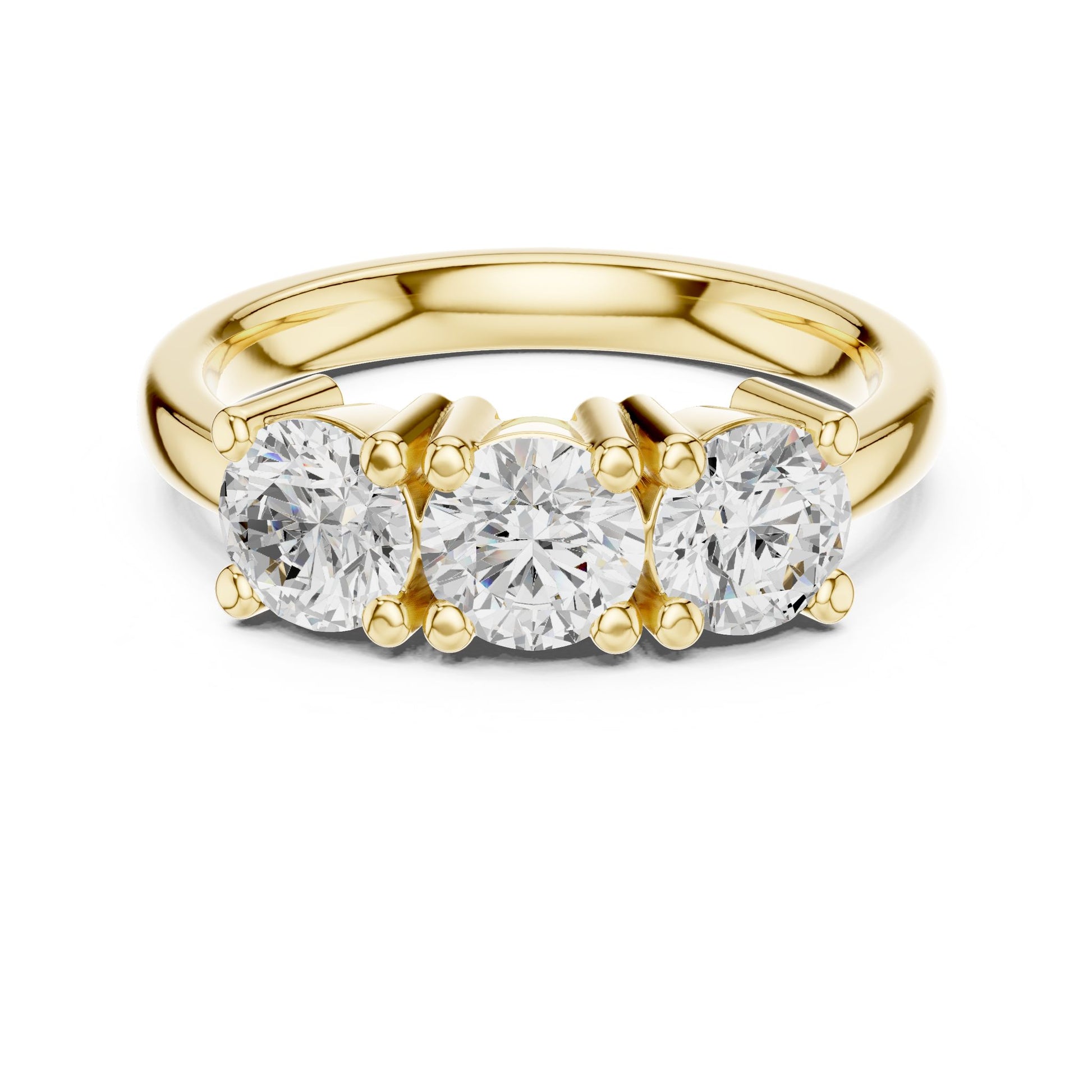 Round Lab Grown Diamond Three-Stone Engagement Ring