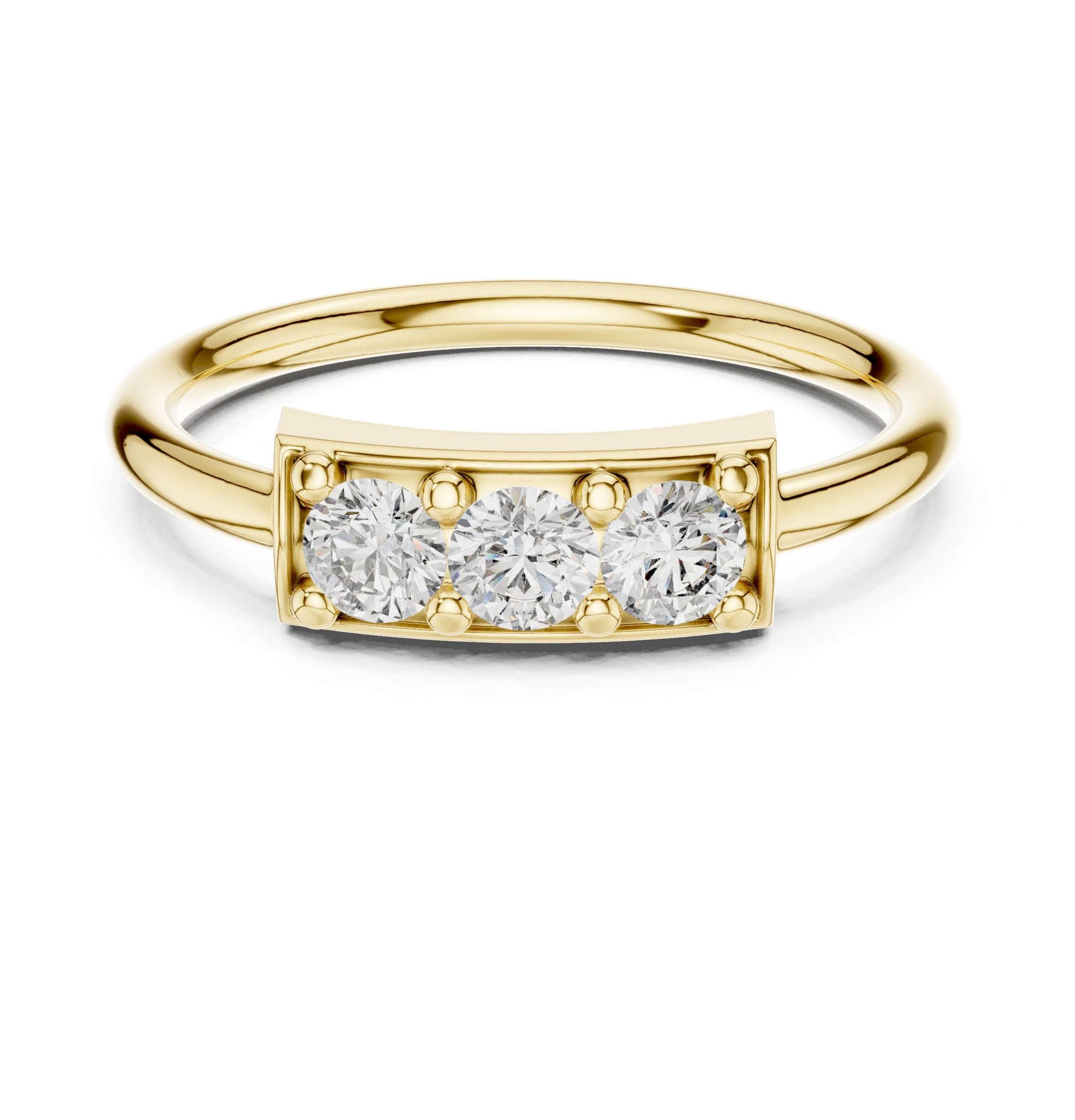 Round Lab Grown Diamond Three-Stone Engagement Ring