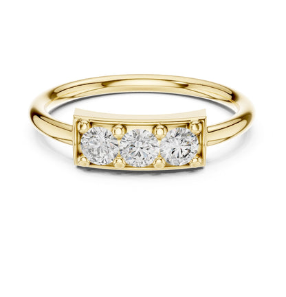 Round Lab Grown Diamond Three-Stone Engagement Ring