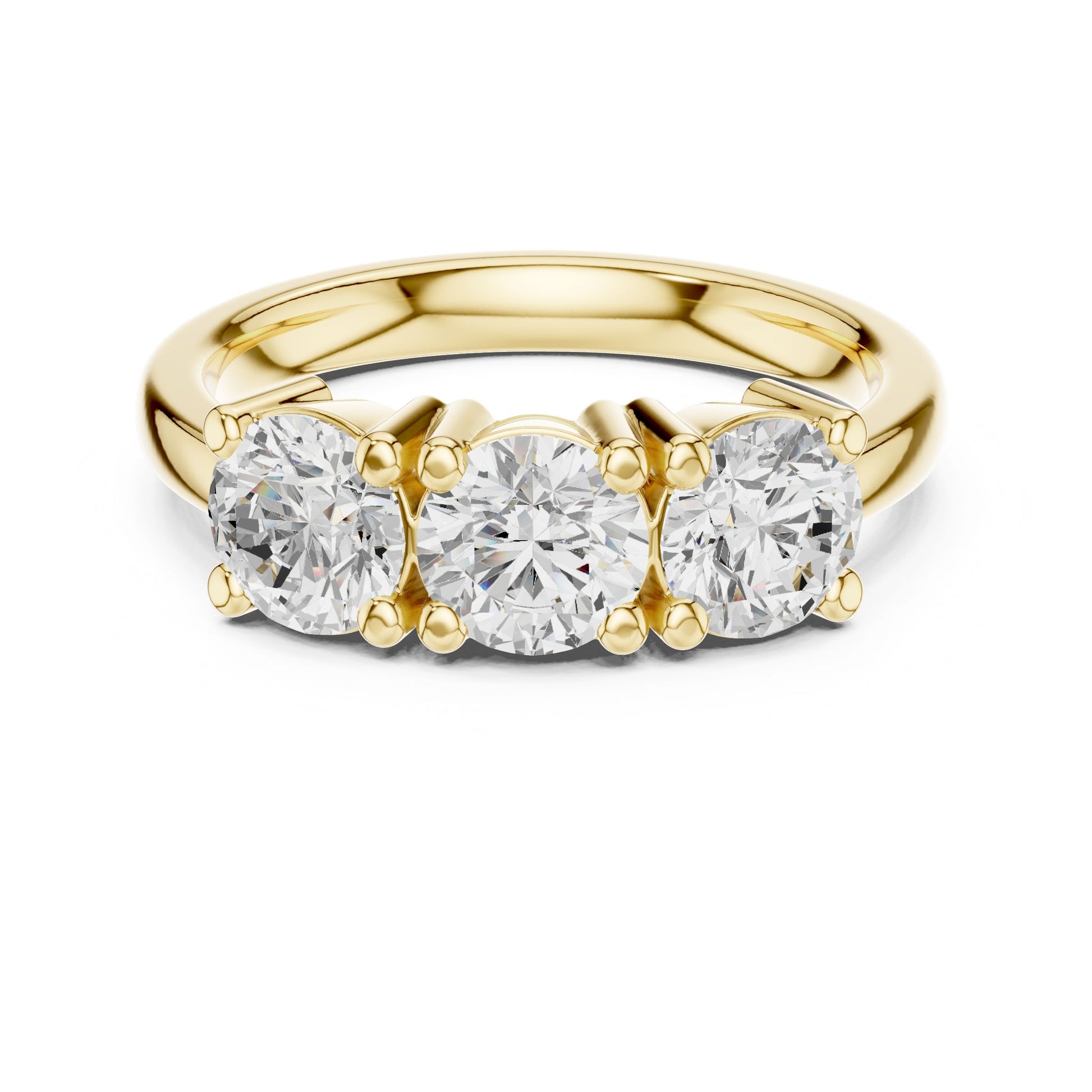 Round Lab Grown Diamond Three-Stone Engagement Ring