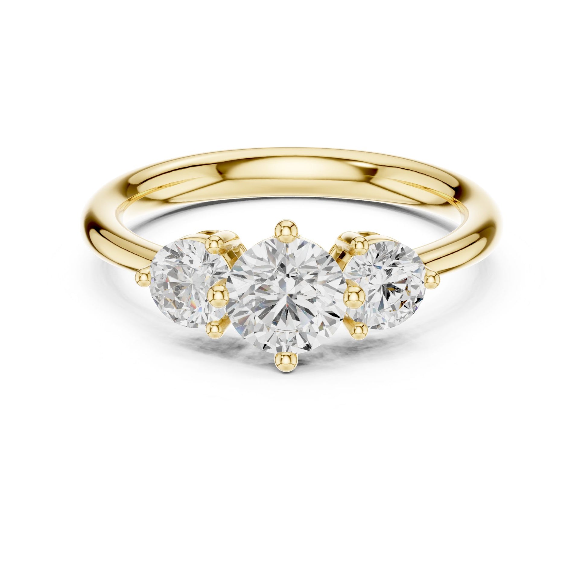 Round Lab Grown Diamond Three-Stone Engagement Ring