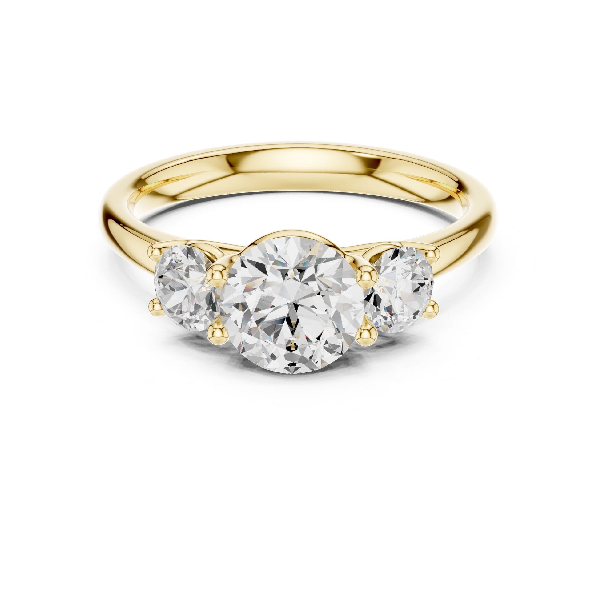 Round Lab Grown Diamond Three-Stone Engagement Ring