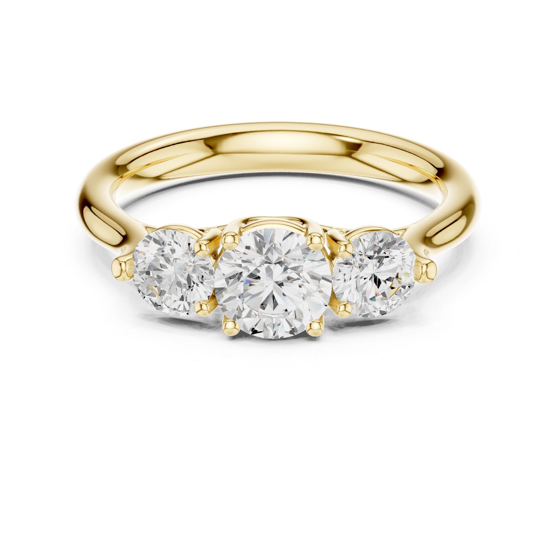 Round Lab Grown Diamond Three-Stone Engagement Ring