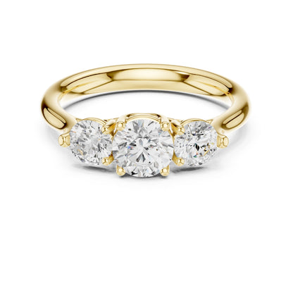 Round Lab Grown Diamond Three-Stone Engagement Ring
