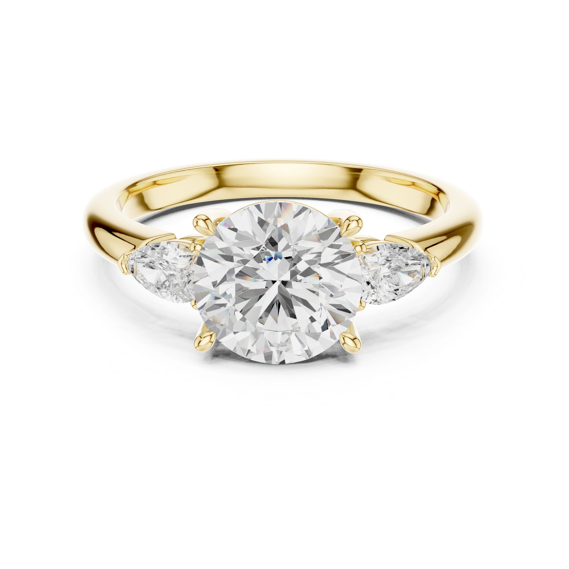 Round Lab Grown Diamond Three-Stone Engagement Ring