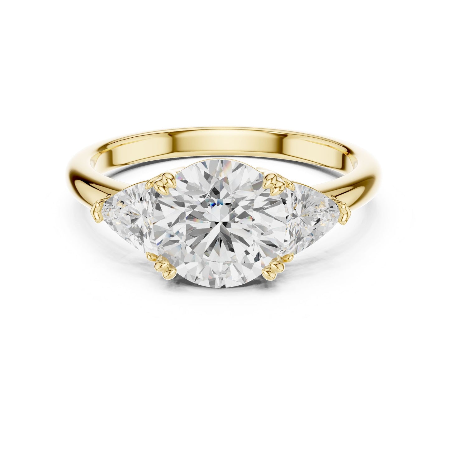 Round Lab Grown Diamond Three-Stone Engagement Ring