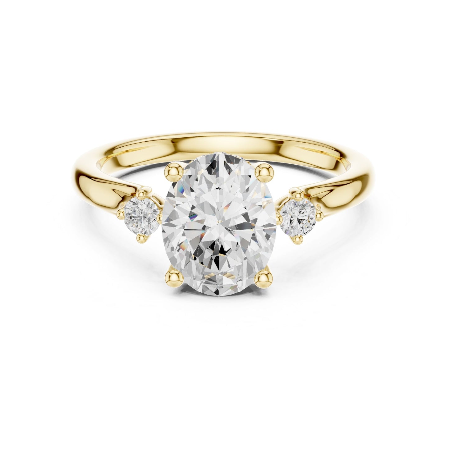 Round Lab Grown Diamond Three-Stone Engagement Ring
