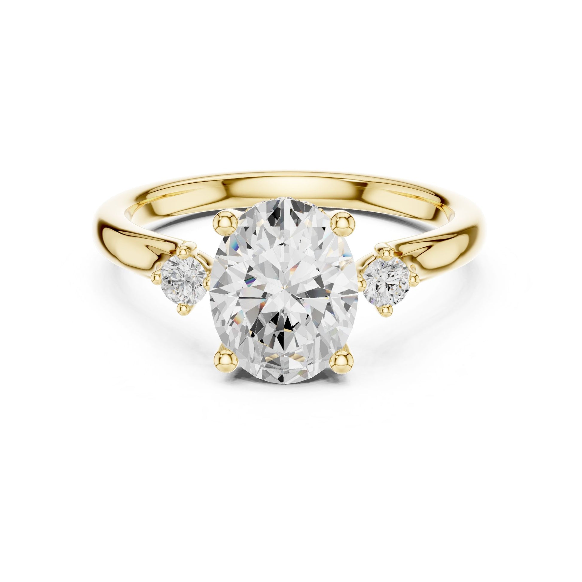 Round Lab Grown Diamond Three-Stone Engagement Ring