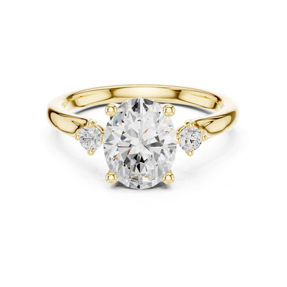 Round Lab Grown Diamond Three-Stone Engagement Ring