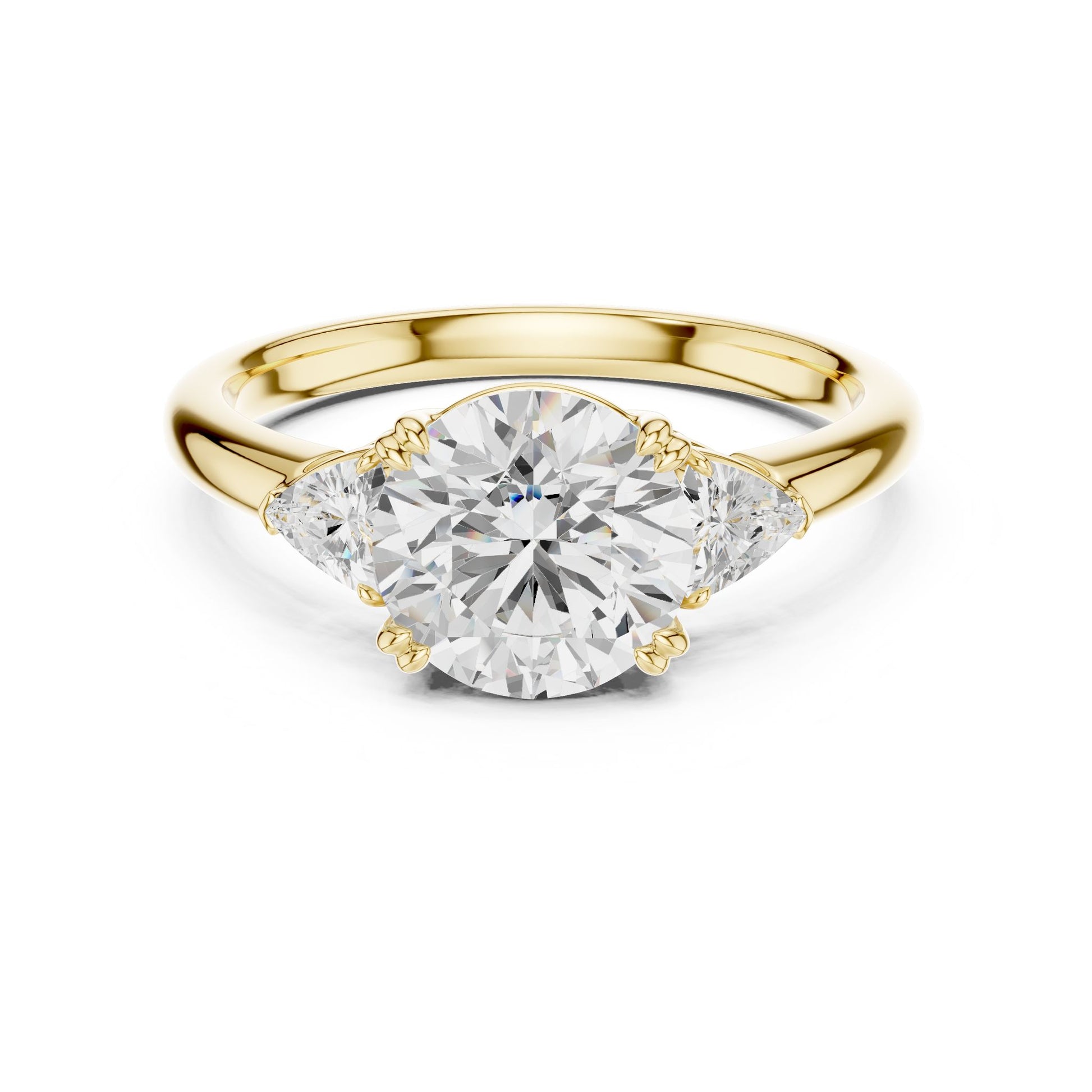 Round Lab Grown Diamond Three-Stone Engagement Ring