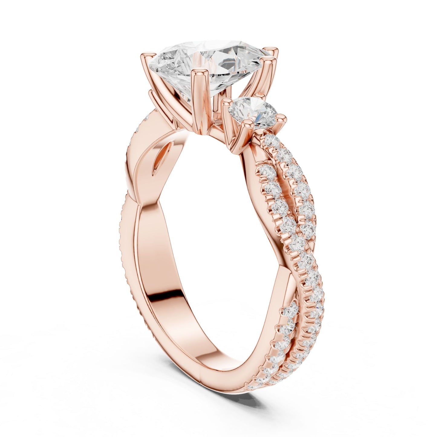 Round Lab Grown Diamond Three-Stone Engagement Ring