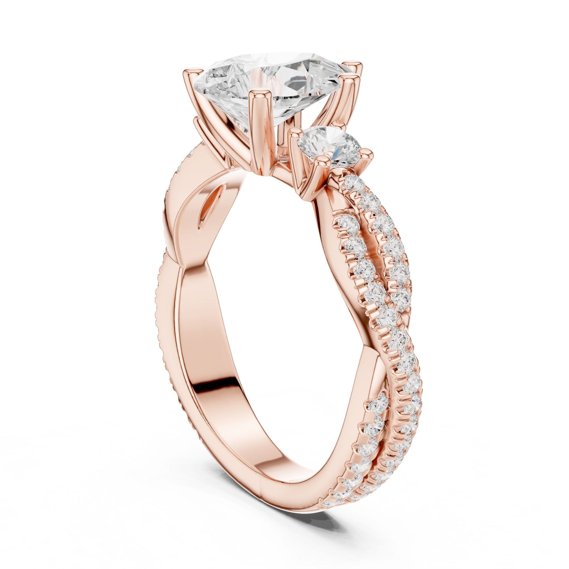 Round Lab Grown Diamond Three-Stone Engagement Ring