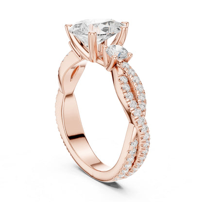 Round Lab Grown Diamond Three-Stone Engagement Ring