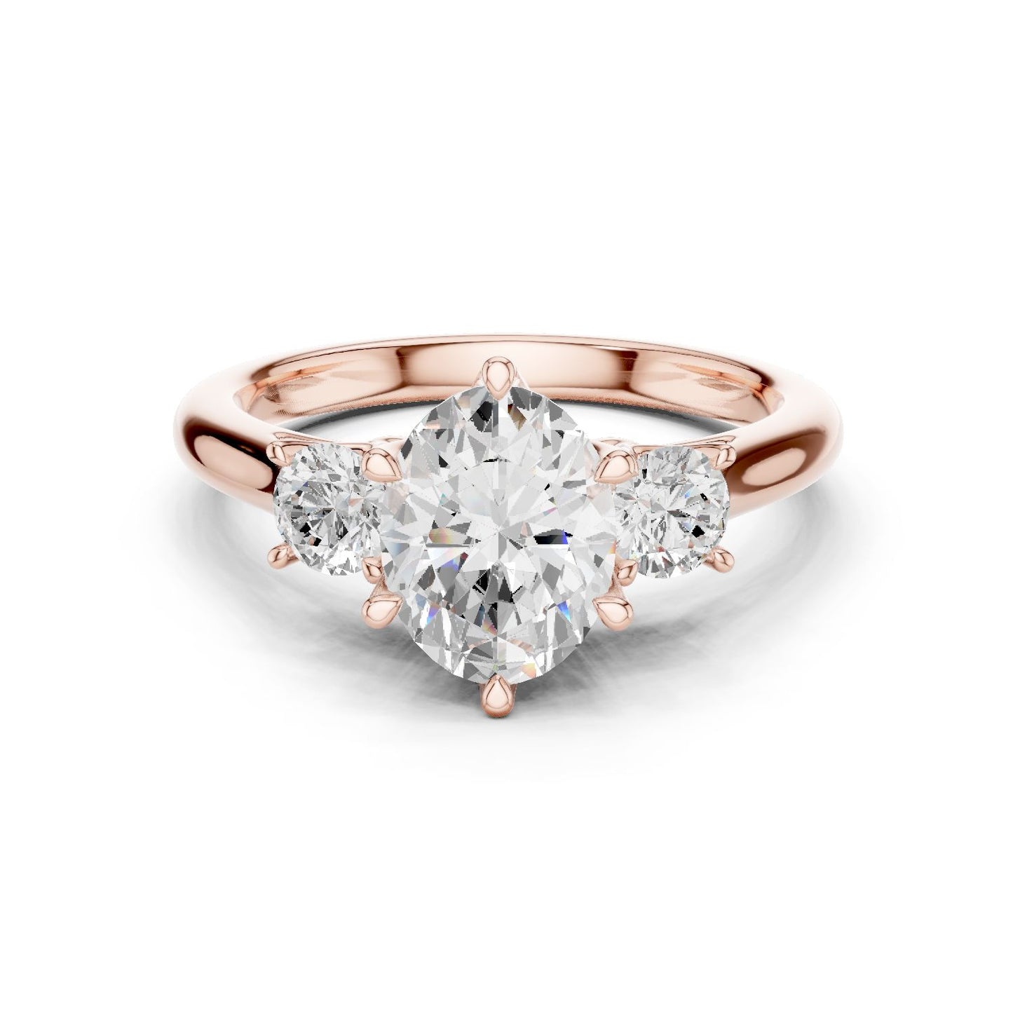 Round Lab Grown Diamond Three-Stone Engagement Ring