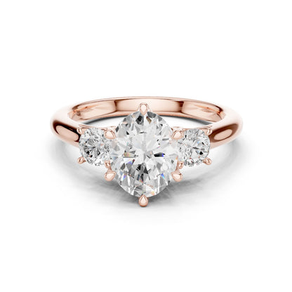 Round Lab Grown Diamond Three-Stone Engagement Ring
