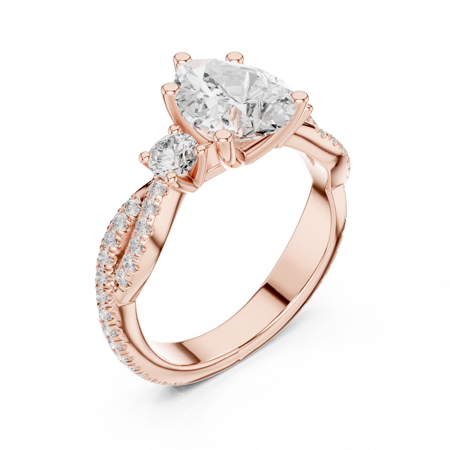 Round Lab Grown Diamond Three-Stone Engagement Ring