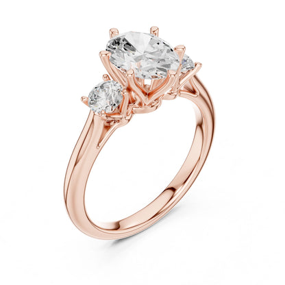 Round Lab Grown Diamond Three-Stone Engagement Ring