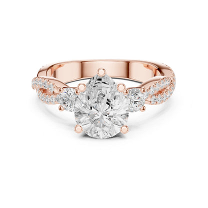 Round Lab Grown Diamond Three-Stone Engagement Ring